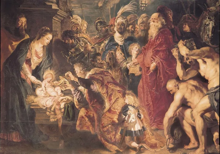 Framed Print : RUBENS, Peter Paul (1577-1640). The Adoration of the Magi. 1609. Detail. Work executed after a sketch of Hofstede de Groot. Flemish art. Oil on canvas. SPAIN. Madrid