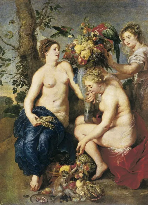 Framed Print : RUBENS, Peter Paul (1577-1640). Ceres and Two Nymphs with a Cornucopia. 1620. The animals and fruits were executed by Snyders. Baroque art. ; Flemish art. Oil on canvas. SPAIN Framed Print : RUBENS, Peter Paul (1577-1640). Ceres and Two Nymphs with a Cornucopia. 1620. The animals and fruits were executed by Snyders. Baroque art. ; Flemish art. Oil on canvas. SPAIN