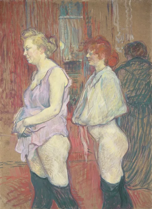 Framed Print : Rue des Moulins, by Henri de Toulouse-Lautrec, 1894, French Post-Impressionism painting, oil on cardboard