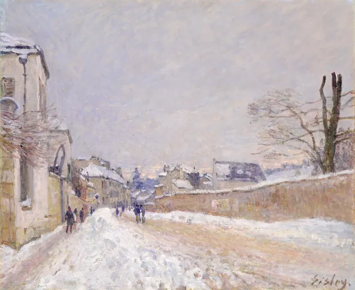 Framed Print : Rue Eugene Moussoir at Moret: Winter, by Alfred Sisley, 1891, French impressionist oil painting Framed Print : Rue Eugene Moussoir at Moret: Winter, by Alfred Sisley, 1891, French impressionist oil painting