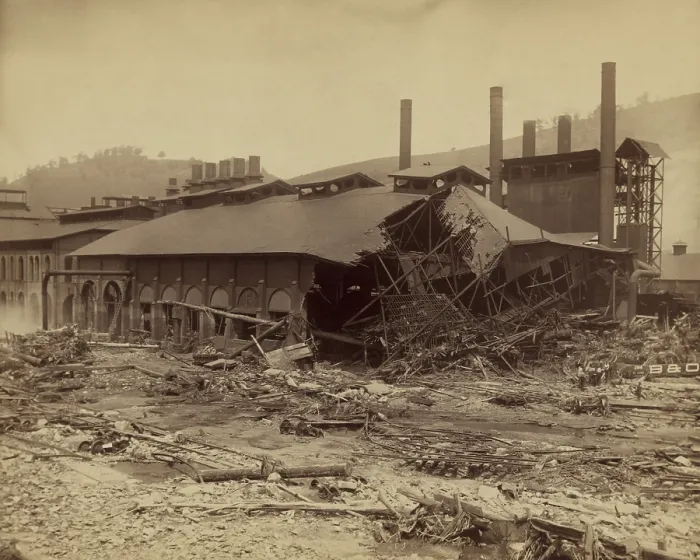 Framed Print : Ruins of Cambria Iron Mills after the Johnstown Flood of May 31, 1889