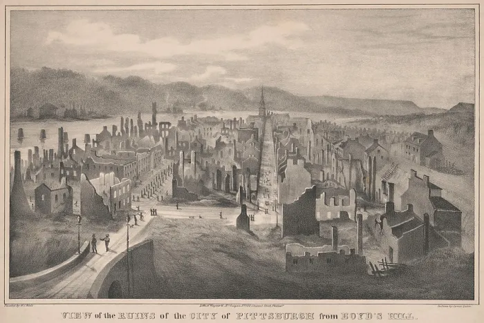 Framed Print : The ruins of the city of Pittsburgh, Pennsylvania, as seen from Boyd's Hill after the fire of April 10, 1845 Framed Print : The ruins of the city of Pittsburgh, Pennsylvania, as seen from Boyd's Hill after the fire of April 10, 1845