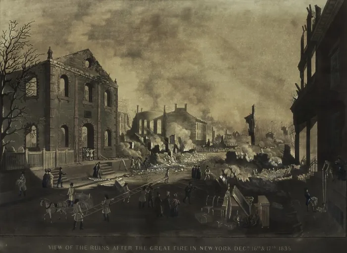 Framed Print : Ruins after the Great Fire in New York City as seen from Exchange Place. Dec. 16-17th, 1835 (BSLOC_2019_8_169) Framed Print : Ruins after the Great Fire in New York City as seen from Exchange Place. Dec. 16-17th, 1835 (BSLOC_2019_8_169)