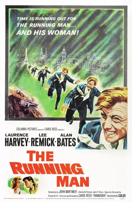 Framed Print : THE RUNNING MAN, US poster art, top: Laurence Harvey; top left inset: Lee Remick, Laurence Harvey, 1963