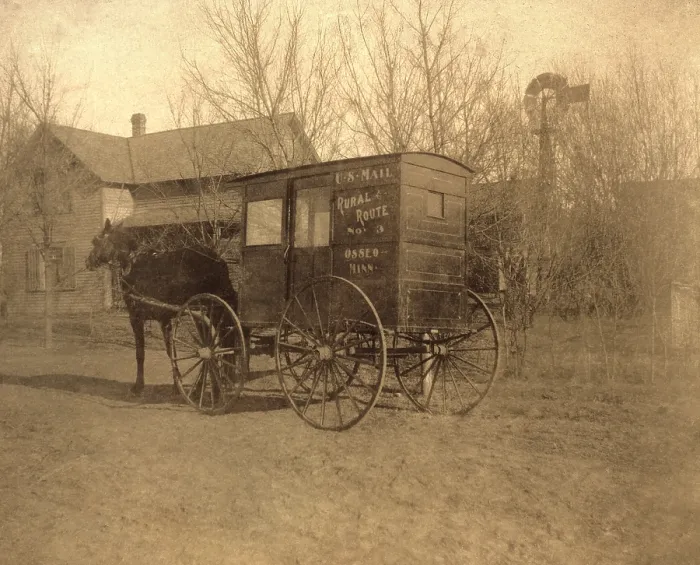 Framed Print : Rural Free Delivery horse-drawn wagon in Osseo, Minnesota, c. 1905 Framed Print : Rural Free Delivery horse-drawn wagon in Osseo, Minnesota, c. 1905