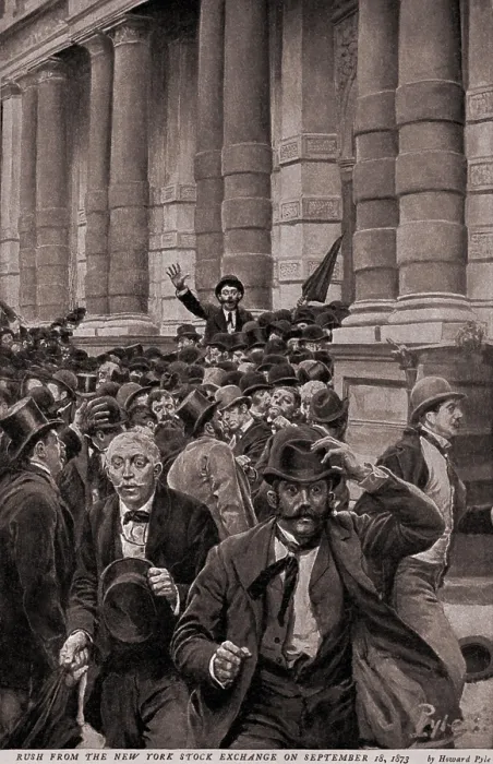 Framed Print : The rush from the New York Stock Exchange on September, 15, 1873, beginning the worst depression in US history Framed Print : The rush from the New York Stock Exchange on September, 15, 1873, beginning the worst depression in US history