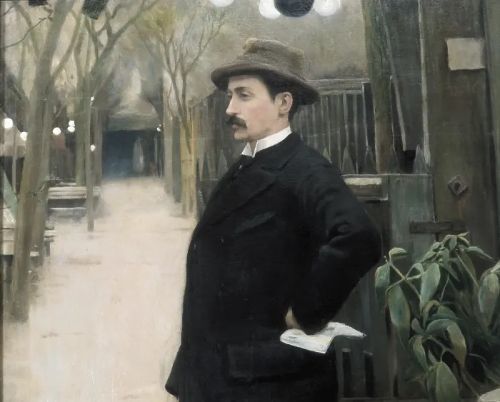 Framed Print : RUSInOL i PRATS, Santiago (1861-1931). Portrait of Miguel Utrillo. ca. 1891. Upper Detail. Portrait executed during his stay in Paris. Modernism. Oil on canvas. SPAIN. Barcelona
