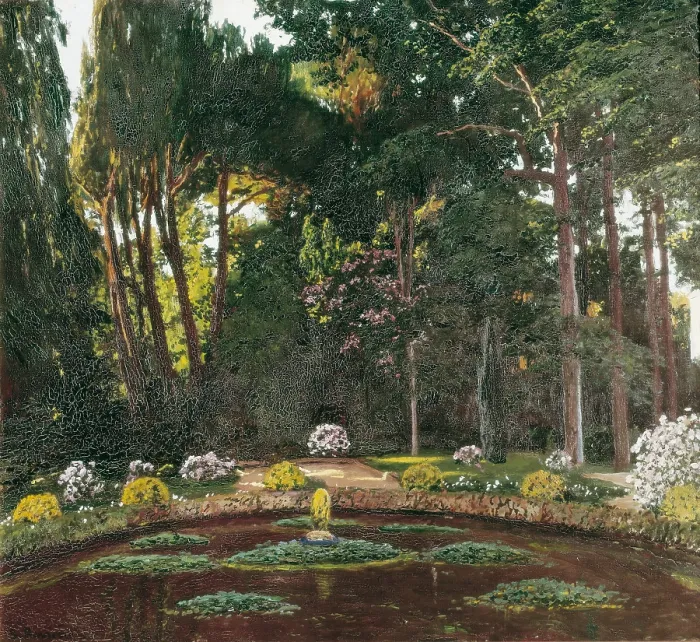 Framed Print : RUSInOL i PRATS, Santiago (1861-1931). Garden (Arbucies). end 19th c. Modernism. Oil on canvas. SPAIN. El Vendrell. Pau Casals House Museum. - P