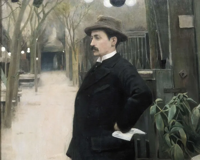 Framed Print : RUSIOL i PRATS, Sainttiago (1861-1931). Portrait of Miguel Utrillo. ca. 1891. Upper Dtail. Portrait executed during his stay in Paris. Modernism. Oil on canvas. SPAIN. Barcelona