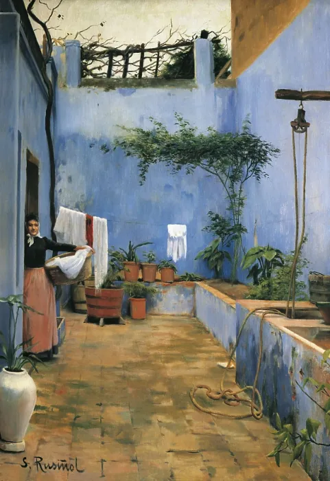 Framed Print : RUSIOL i PRATS, Sainttiago (1861-1931). The Blue Courtyard. 1892. Modernism. Oil on canvas. SPAIN. Monistrol de Montserrat. Museum of Montserrat Framed Print : RUSIOL i PRATS, Sainttiago (1861-1931). The Blue Courtyard. 1892. Modernism. Oil on canvas. SPAIN. Monistrol de Montserrat. Museum of Montserrat
