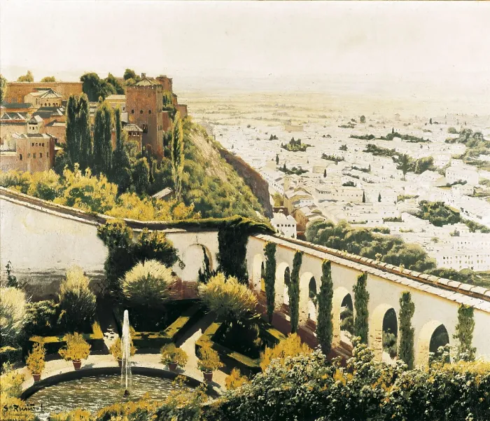 Framed Print : RUSIOL i PRATS, Sainttiago (1861-1931). The Alhambra (Red Castle). Oil on canvas. SPAIN. Monistrol de Montserrat. Museum of Montserrat. AISA / Everett Collection**US SALES ONLY**