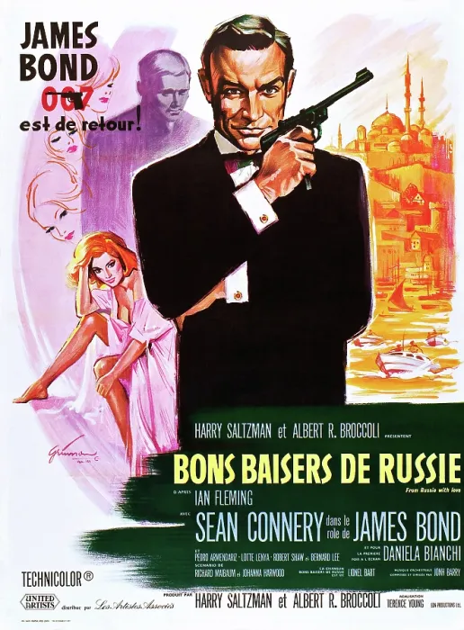 Framed Print : FROM RUSSIA WITH LOVE (aka BONS BAISERS DE RUSSIE), Sean Connery on French poster art, 1963