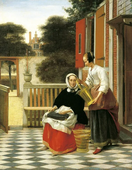 Framed Print : Russia, Mistress and maid, by Pieter de Hooch, 1660, 17th Century, oil on canvas, 53 x 42 cm - Russia, St. Petersburg, The State Hermitage Museum. Whole artwork view Framed Print : Russia, Mistress and maid, by Pieter de Hooch, 1660, 17th Century, oil on canvas, 53 x 42 cm - Russia, St. Petersburg, The State Hermitage Museum. Whole artwork view