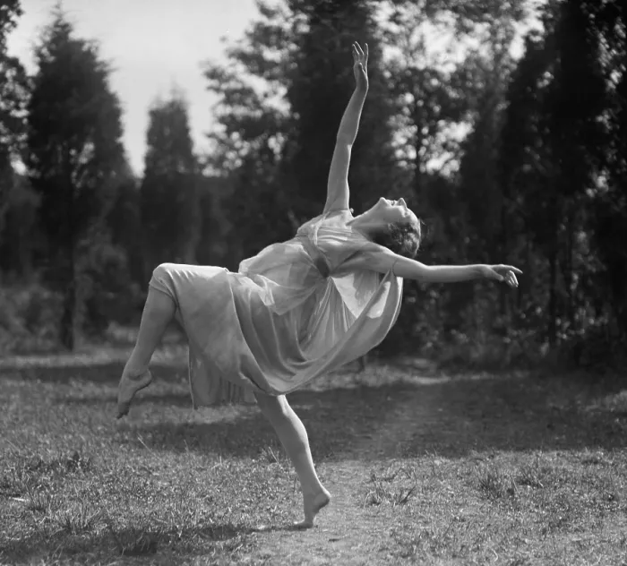 Framed Print : Russian dancer Desiree Lubowska of the National American Ballet performs outdoors, Aug. 1924 (BSLOC_2017_12_43)