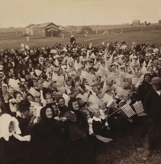 Framed Print : Russian-German immigrants greeting President Roosevelt, at Victoria, Kansas in 1903