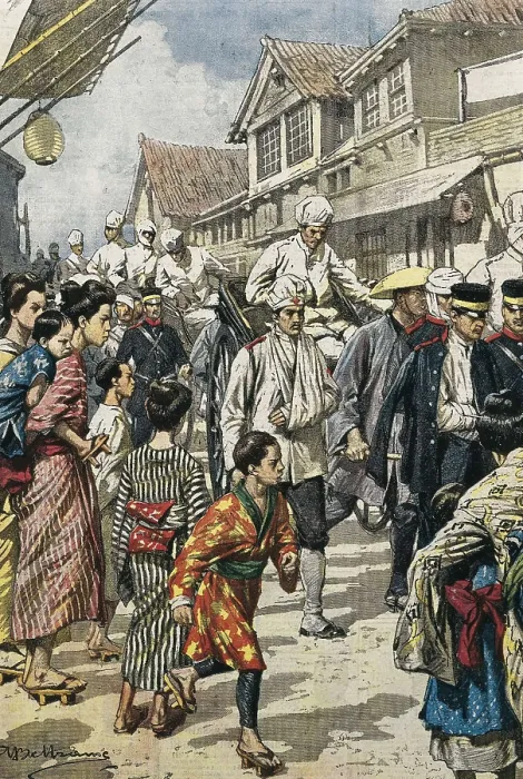 Framed Print : Russian-Japanese War (1904-1905). Arrival to Tokyo of the first injured of the battle of Ya-Lu (February 1904) Framed Print : Russian-Japanese War (1904-1905). Arrival to Tokyo of the first injured of the battle of Ya-Lu (February 1904)