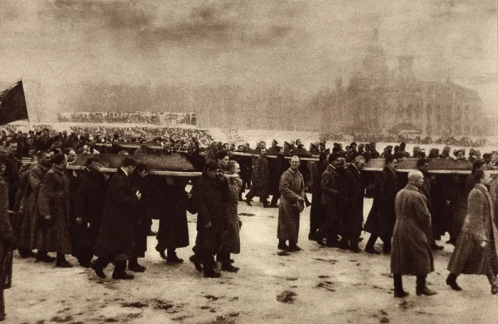 Framed Print : Russian Revolution. Funeral of 182 persons killed by Czarist police on Feb. 26, 1917. They were buried in the Petrograd field of Mars. (BSLOC_2013_4_206)