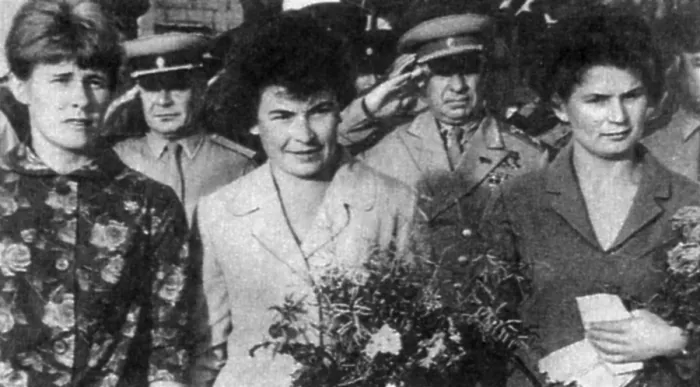 Framed Print : Russian woman cosmonauts before the Vostok 6 space flight. L-R: Valentina Ponomareva, Irina Solovyeva, and prime crewmember, Valentina Tereshkova Framed Print : Russian woman cosmonauts before the Vostok 6 space flight. L-R: Valentina Ponomareva, Irina Solovyeva, and prime crewmember, Valentina Tereshkova
