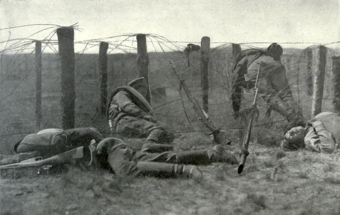 Framed Print : Russian WW1 soldiers who died entangled in battlefield barbed wire. 1917. (BSLOC_2012_4_153) Framed Print : Russian WW1 soldiers who died entangled in battlefield barbed wire. 1917. (BSLOC_2012_4_153)