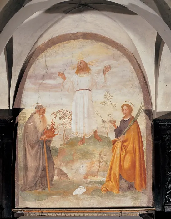 Framed Print : Ruzzo Lorenzo, Jesus Christ Appears to Two Saints, 16th Century, fresco, Italy, Veneto, Feltre Belluno Framed Print : Ruzzo Lorenzo, Jesus Christ Appears to Two Saints, 16th Century, fresco, Italy, Veneto, Feltre Belluno