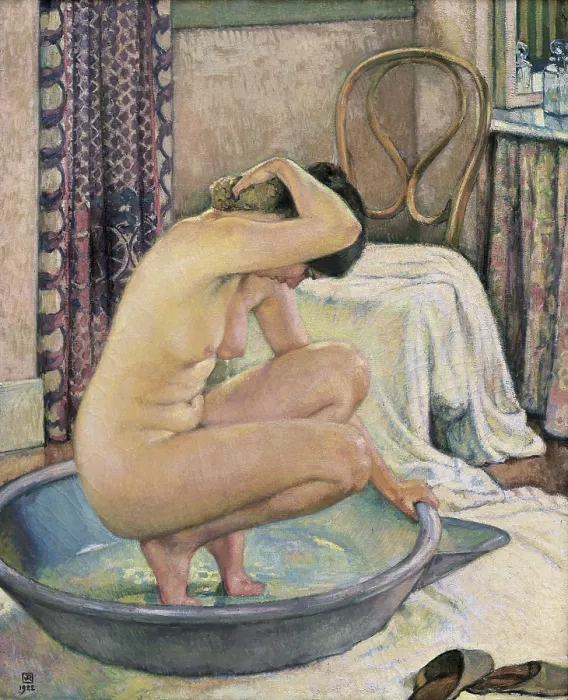 Framed Print : Rysselberghe, Theo van (1862-1926). Nude in the Bath. 1922. Impressionism. Oil on canvas. BELGIUM. Tournai. Fine Arts Museum. AISA / Everett Collection**US SALES ONLY**
