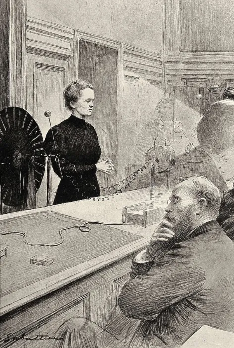 Framed Print : SABATTIER, Louis Rmy (20th century). Marie Curie in the University of La Sorbonne. 1900s