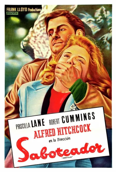 Framed Print : SABOTEUR, (aka SABOTEADOR), Robert Cummings, Priscilla Lane, (Argentine poster art), 1942