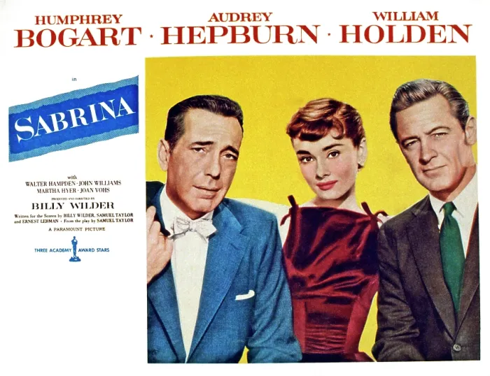 Framed Print : SABRINA, US lobbycard, from left: Humphrey Bogart, Audrey Hepburn, William Holden, 1954