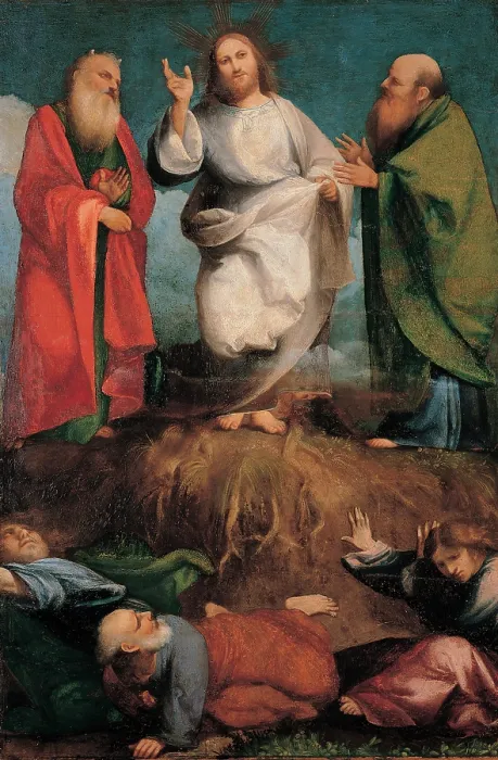 Framed Print : Sacchis Giovanni Antonio de known as il Pordenone, The Transfiguration, 1510 - 1512, 16th Century, tempera on panel, Italy, Lombardy, Milan, Brera Art Gallery Framed Print : Sacchis Giovanni Antonio de known as il Pordenone, The Transfiguration, 1510 - 1512, 16th Century, tempera on panel, Italy, Lombardy, Milan, Brera Art Gallery