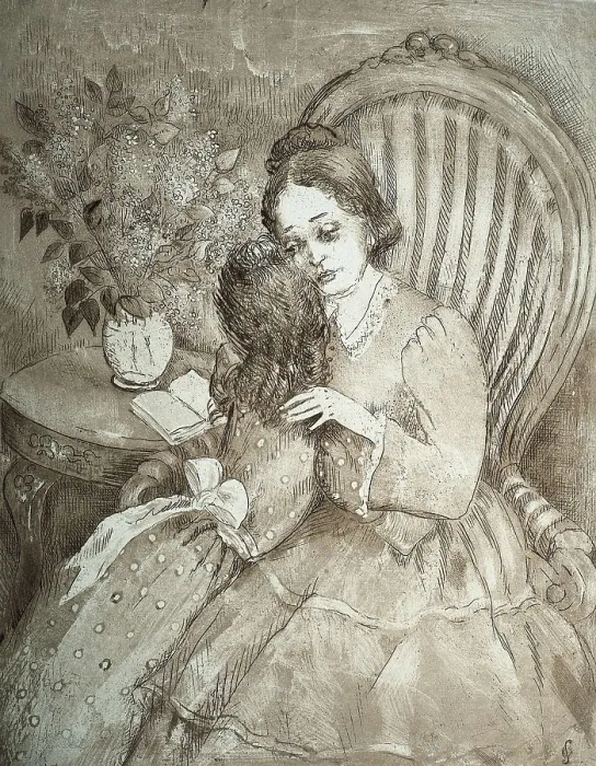 Framed Print : SACHAROFF, Olga (1889-1969). Netochka Nezvanova. 1949. Illustration from Dostoyevsky's first novel 'Netochka Nezvanova', edition published in Barcelona in 1949