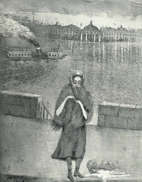 Framed Print : SACHAROFF, Olga (1889-1969). Netochka Nezvanova. 1949. Illustration from Dostoyevsky's first novel 'Netochka Nezvanova', edition published in Barcelona in 1949