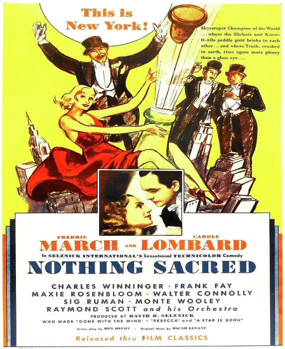 Framed Print : NOTHING SACRED, US re-release ad art, inset from left: Carole Lombard, Fredric March, 1937