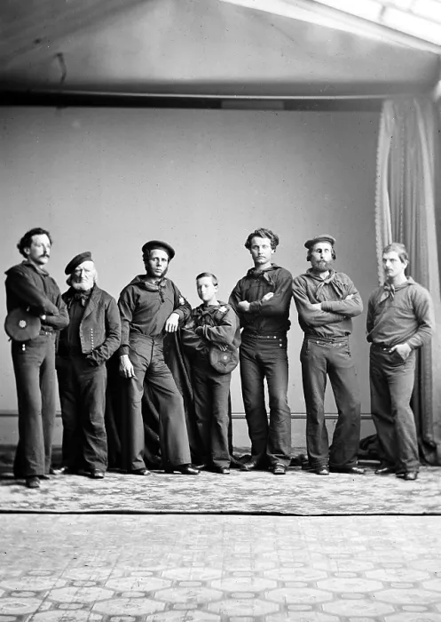 Framed Print : Sailors in Russian navy, 1850s