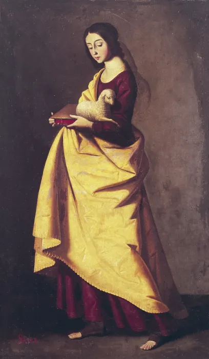 Framed Print : Saint Agnes. Painting from Zurbaran's workshop. Baroque art. Oil on canvas. SPAIN. Sevilla. Fine Arts Museum. - P. Rotger / Iberfoto / Everett Collection (513583)**US SALES ONLY** Framed Print : Saint Agnes. Painting from Zurbaran's workshop. Baroque art. Oil on canvas. SPAIN. Sevilla. Fine Arts Museum. - P. Rotger / Iberfoto / Everett Collection (513583)**US SALES ONLY**
