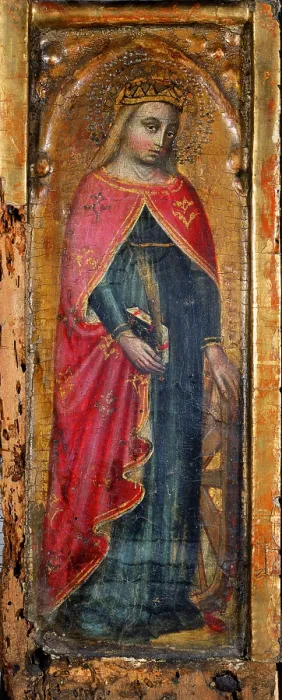 Framed Print : Saint Catherine from Alessandria, by Giovanni di Pietro da Pisa, 1423, 15th Century, tempera on wood - Italy, Lombardy, Milan, Brera Collection. Whole artwork view