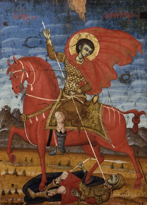 Framed Print : Saint Demetrio, by Joani etiri, 17th Century, tempera on wood - Albania, Tirana, Institute for Cultural Monuments. Whole artwork view