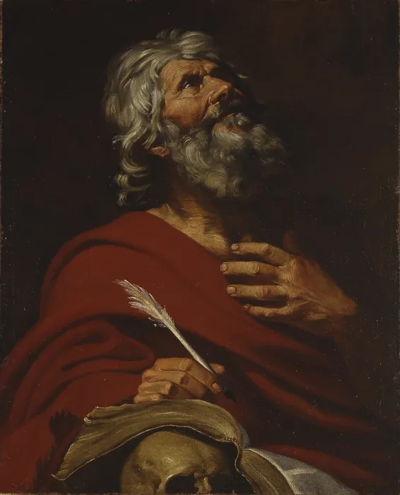 Framed Print : Saint Jerome (San Girolamo), by unknown artist, 1630-1639, 17th Century, oil on canvas - Italy, Lombardy, Milan, Brera Art Gallery. Whole artwork view