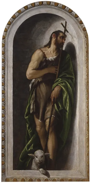 Framed Print : Saint John the Baptist (San Giovanni Battista), by Paolo Caliari also known as Veronese, 1528-1588, 16th Century, oil on canvas - Italy, Emilia Romagna, Modena, Estense Gallery