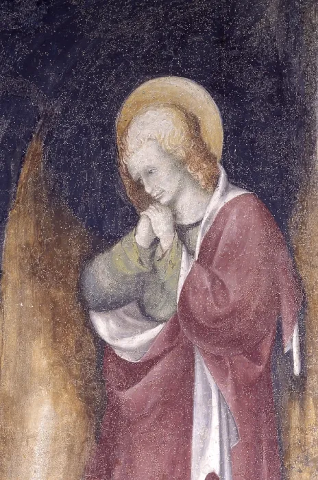 Framed Print : Saint John the Evangelist, by Unknown Artist from the workshop of the Zavattari's brothers, 15th Century, fresco - Italy, Lombardy, Crevenna, Saint Salvatore Hermitage Framed Print : Saint John the Evangelist, by Unknown Artist from the workshop of the Zavattari's brothers, 15th Century, fresco - Italy, Lombardy, Crevenna, Saint Salvatore Hermitage