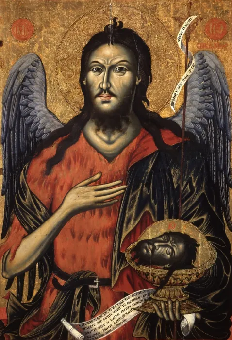 Framed Print : Saint John Precursor, by Mihal Anagnosti, 1827, 19th Century, tempera on wood - Albania, Tirana, Institute for Cultural Monuments. Whole artwork view Framed Print : Saint John Precursor, by Mihal Anagnosti, 1827, 19th Century, tempera on wood - Albania, Tirana, Institute for Cultural Monuments. Whole artwork view