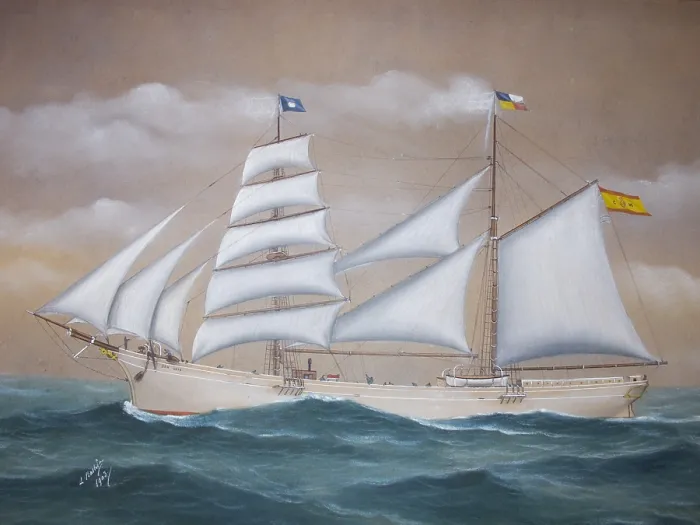 Framed Print : Saint Louis Brigantine. Painting by J. Bastida, 1903. - Iberfoto / Everett Collection (576387)**US SALES ONLY** Framed Print : Saint Louis Brigantine. Painting by J. Bastida, 1903. - Iberfoto / Everett Collection (576387)**US SALES ONLY**