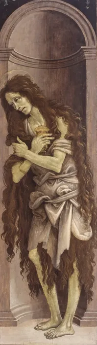 Framed Print : Saint Mary Magdalene (Santa Maria Maddalena), by Filippino Lippi, 1500, 16th Century, oil on panel, 133 x 38 cm - Italy, Tuscany, Florence, Accademia Gallery. Whole artwork view Framed Print : Saint Mary Magdalene (Santa Maria Maddalena), by Filippino Lippi, 1500, 16th Century, oil on panel, 133 x 38 cm - Italy, Tuscany, Florence, Accademia Gallery. Whole artwork view