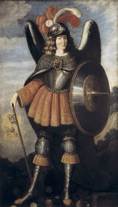 Framed Print : Saint Michael the Archangel. 17th c. PERU. Arequipa. Convent of Santa Catalina. Painting by an anonymous author influenced by ZurbarAn and the Seville school. Colonial baroque Framed Print : Saint Michael the Archangel. 17th c. PERU. Arequipa. Convent of Santa Catalina. Painting by an anonymous author influenced by ZurbarAn and the Seville school. Colonial baroque