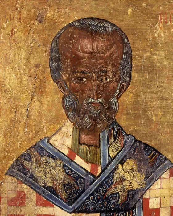 Framed Print : Saint Nicholas, begin of the 17th Century, tempera on wood - Albania, Berat, Museum Onufri. Whole artwork view. Icon with St