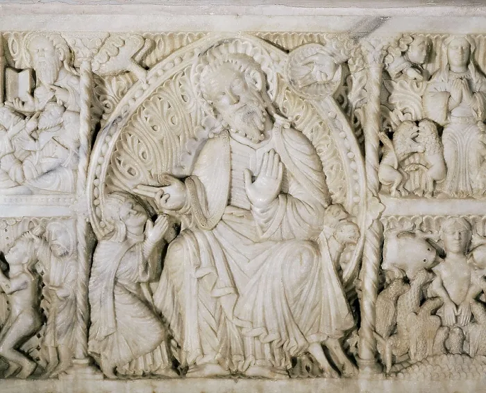 Framed Print : Saint Paul indoctrinating Saint Tecla. 13th c. SPAIN. Tarragona. Cathedral of St. Mary. Altar frontal. Romanesque art. Relief on marble. AISA / Everett Collection**US SALES ONLY** Framed Print : Saint Paul indoctrinating Saint Tecla. 13th c. SPAIN. Tarragona. Cathedral of St. Mary. Altar frontal. Romanesque art. Relief on marble. AISA / Everett Collection**US SALES ONLY**