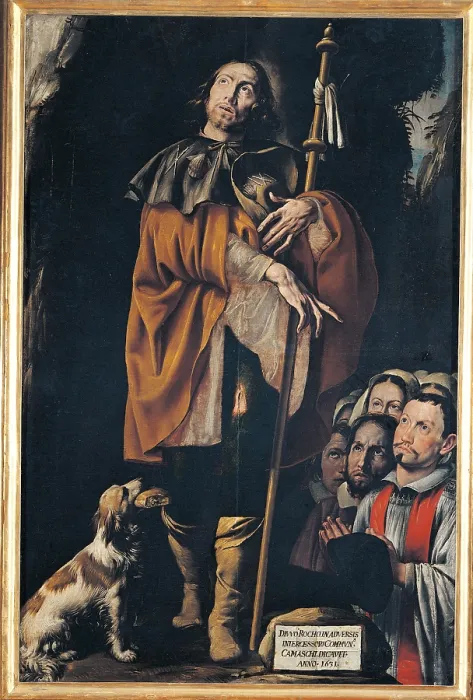 Framed Print : Saint Rocco, by Antonio d'Errico also known as Tanzio da Varallo, 1631, 17th Century, oil on canvas, 190 x 125 cm - Italy, Piedmont, Varallo, Museum of Varallo Palace