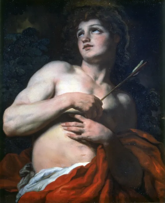 Framed Print : Saint Sebastian, by Ambrogio Bon, 1651 - 1652, 17th Century, oil on canvas - Italy, Lombardy, Milan, Castello Sforzesco, Civic Collections of Ancient Art. Whole artwork view Framed Print : Saint Sebastian, by Ambrogio Bon, 1651 - 1652, 17th Century, oil on canvas - Italy, Lombardy, Milan, Castello Sforzesco, Civic Collections of Ancient Art. Whole artwork view