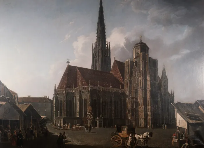 Framed Print : Saint Stepher Cathedral in Wien, by Rudolf Von Alt, 1834, 19th Century, watercolour - Whole artwork view