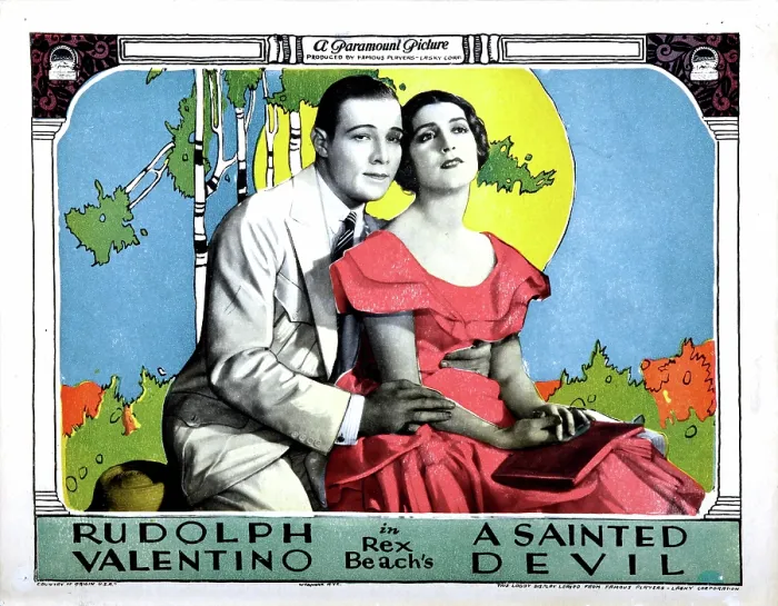 Framed Print : A SAINTED DEVIL, lobbycard, from left: Rudolph Valentino, Helena D'Algy, 1924