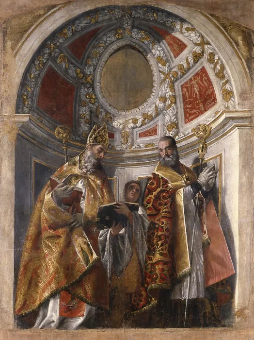 Framed Print : Saints Germiniano and Severo, by Paolo Caliari known as Veronese, 1560, 16th century, oil on canvas, 341 240 cm. - Italy, Emilia Romagna, Modena, Galleria Estense